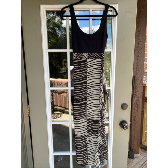 Anthropologie Cabi Cha Cha Maxi ruffle Geometric Maxi Dress Size Small - Picture 13 of 13